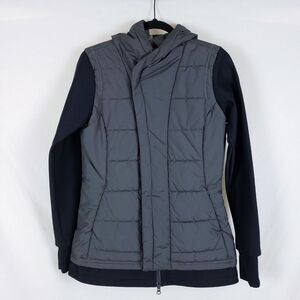 Calia Hybrid Puffer Jacket Womens S Gray Thumbholes Hooded Outdoor